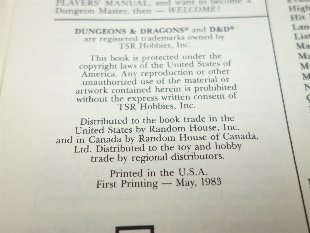 Dungeons & Dragons, D&D: Sourcebook - Dungeon Masters Rulebook (TSR)