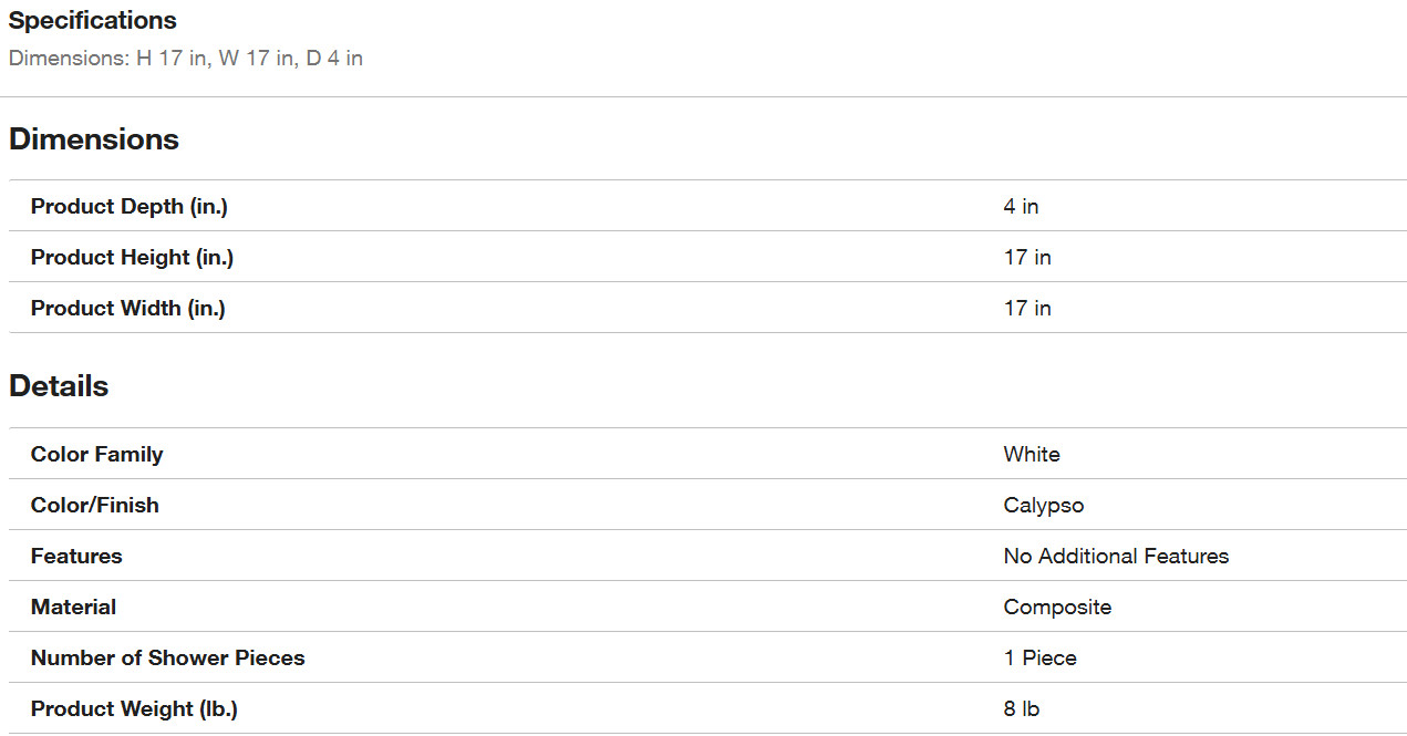 FlexStone 17 in. x 17 in. Square Recessed Shampoo Caddy in Calypso