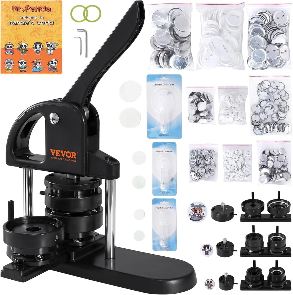DIY Button Maker Machine - 300 Parts, User-Friendly Design & Panda Magic Book