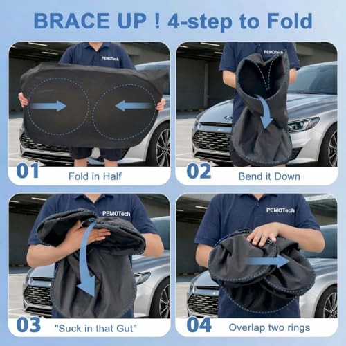 Windshield Sun Shade with Storage Pouch, Thickened Titanium Silver S(59“x31”）