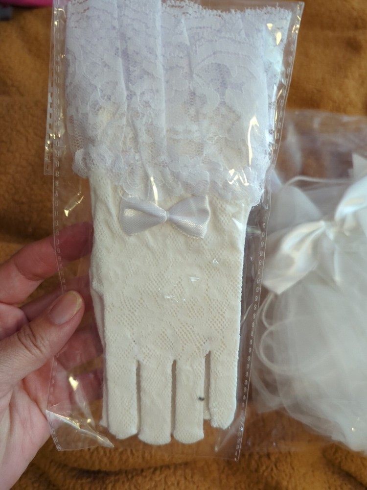 First Communion Veil And Gloves