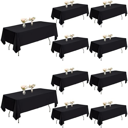 Tablecloths Rectangular 60x102 Inch, Polyester Fabric 10PC-60x102 In, 6FT Black