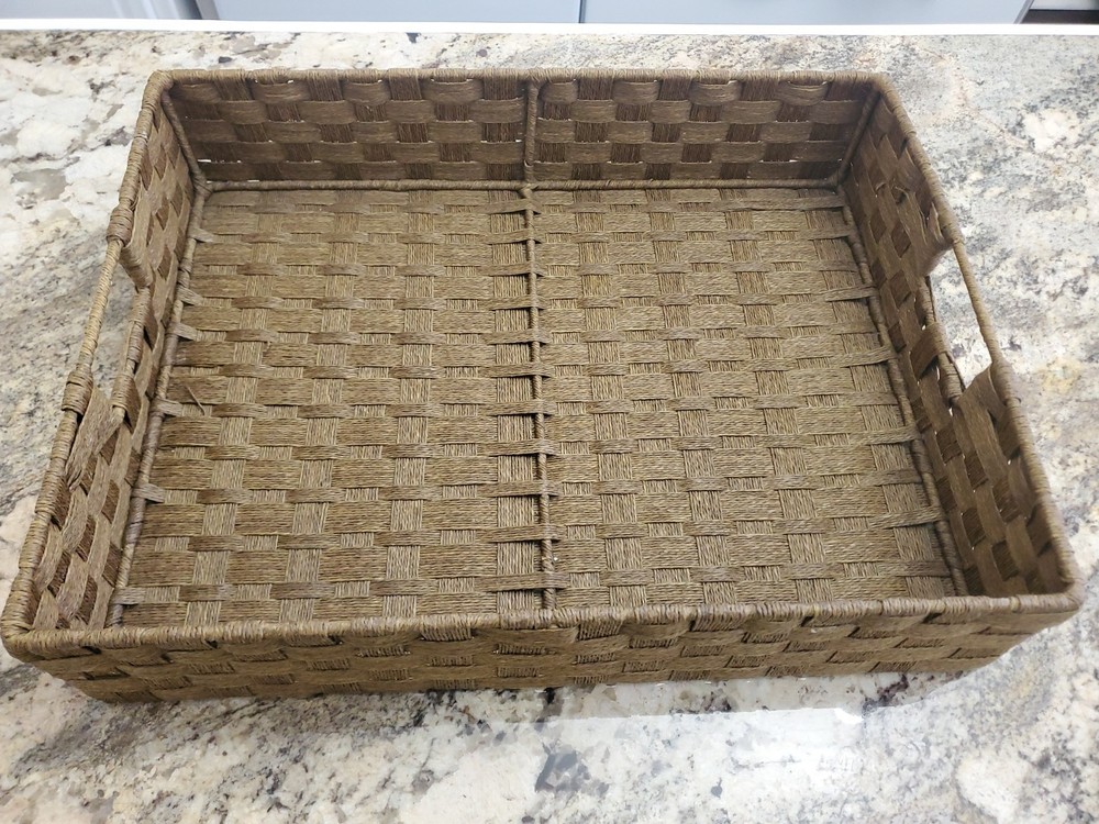 18.5” x 14” x 4” Open Wicker Basket Storage Box