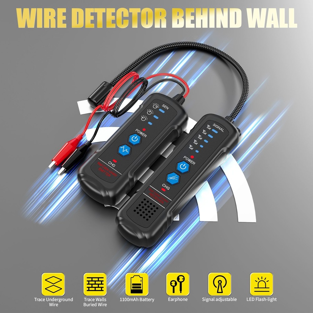 Underground Cable Locator 2M Detection Depth Wire Break Detector with Earphone