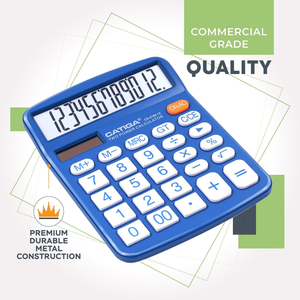 Desktop Calculator 12 Digit with Large LCD Display and Sensitive Button Solar...