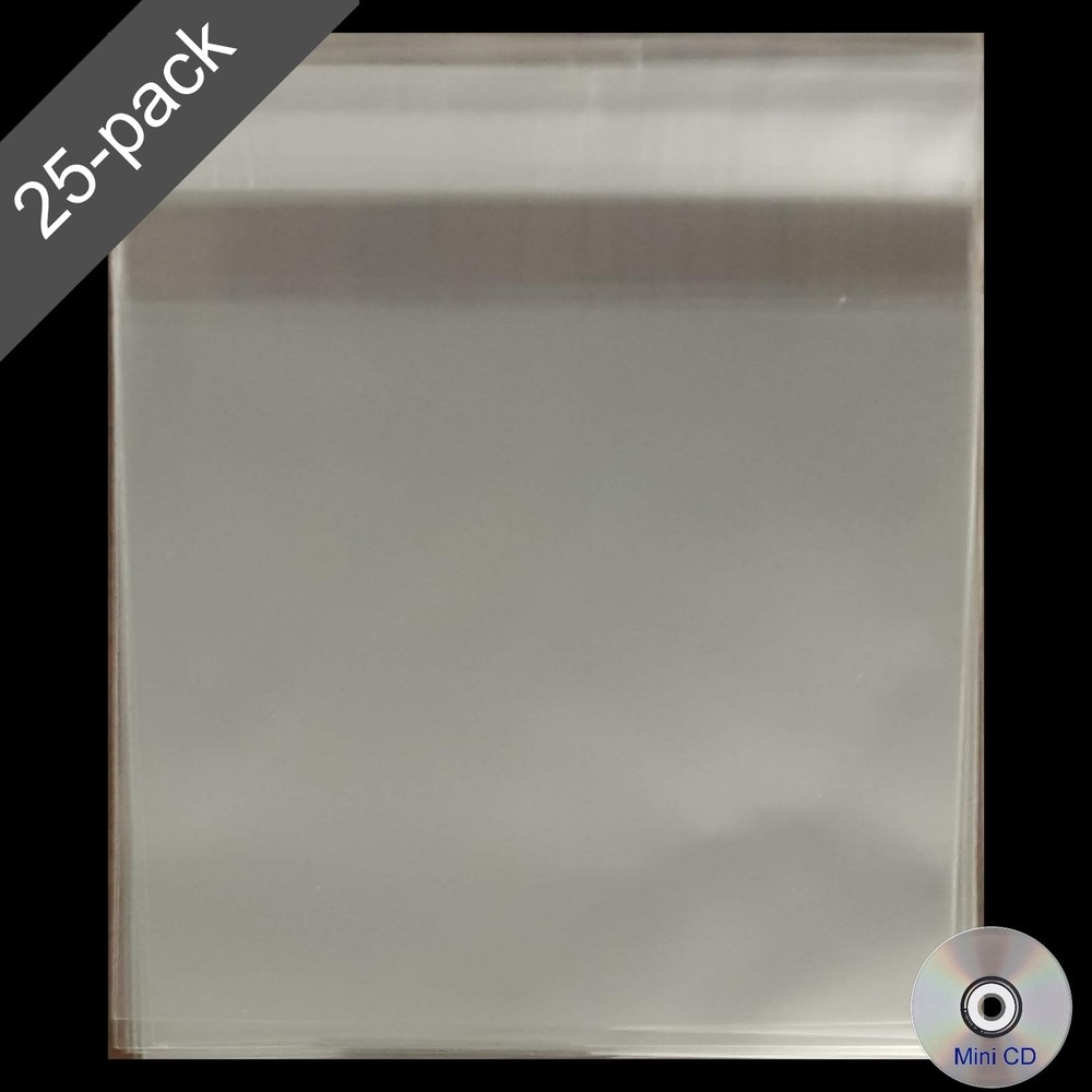 25 CD Mini Sleeves: Resealable Wraps for 3" CDs: Mini CD Protective Covers