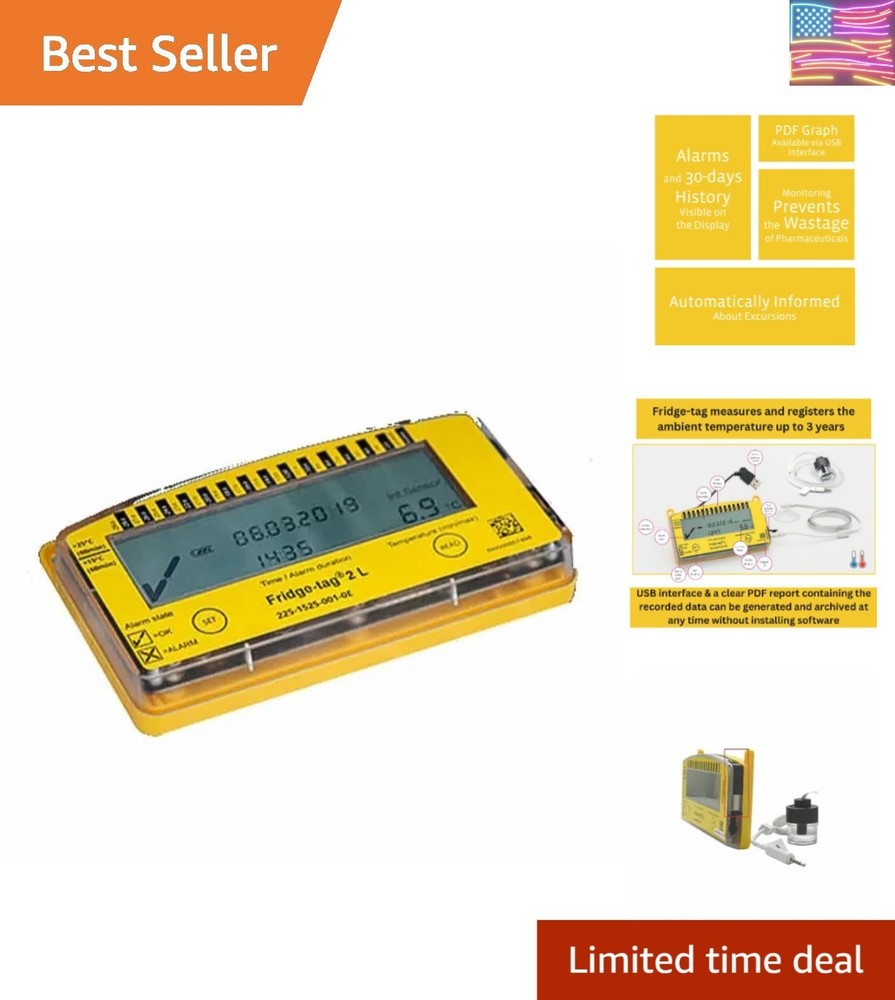 2 L Refrigeration Version, Temperature Data Logger, Monitor with Sensor and A...