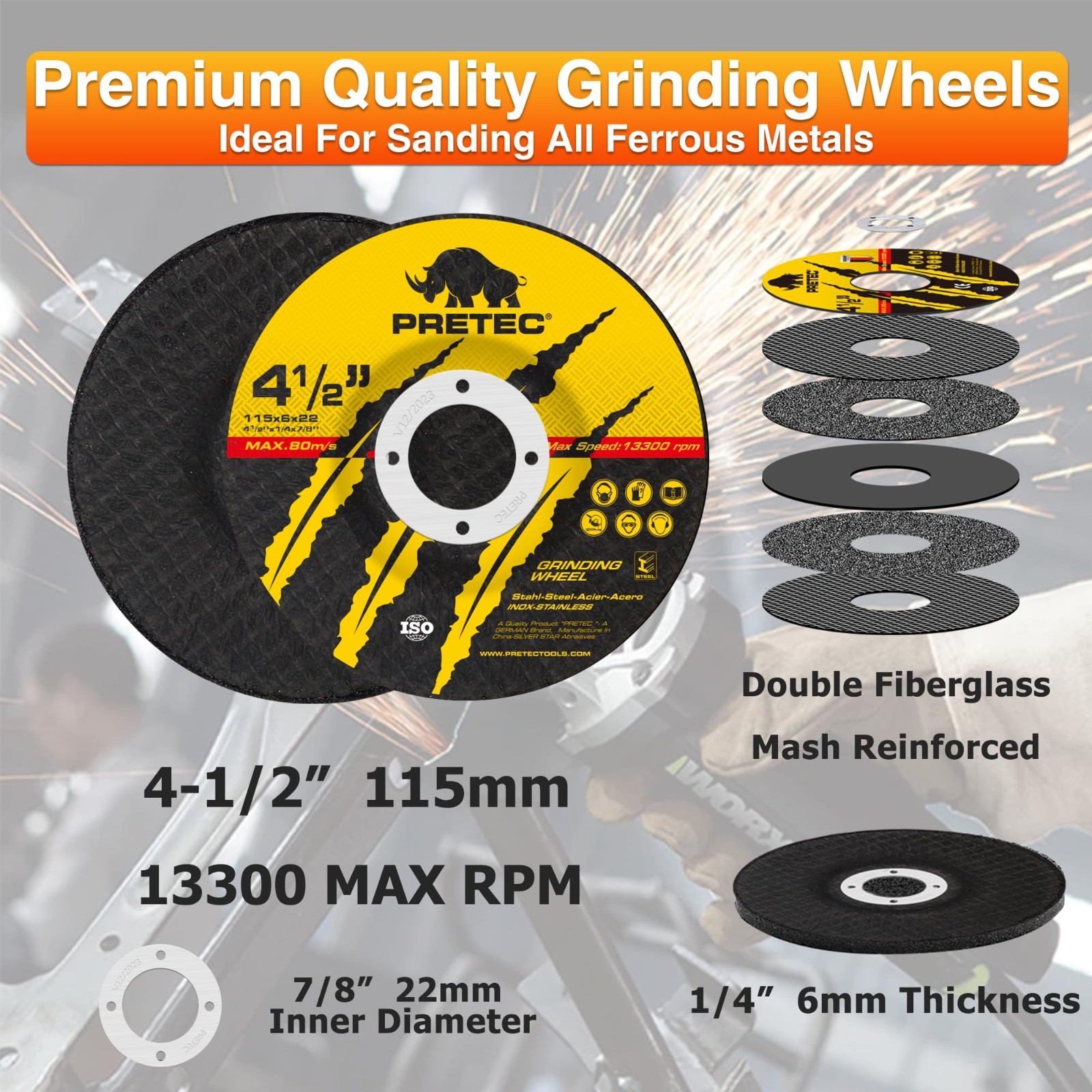 26 Pack Angle Grinder Cutting Flap Grinding Disc Wheels 4-1/2 Inch Metal Cutting
