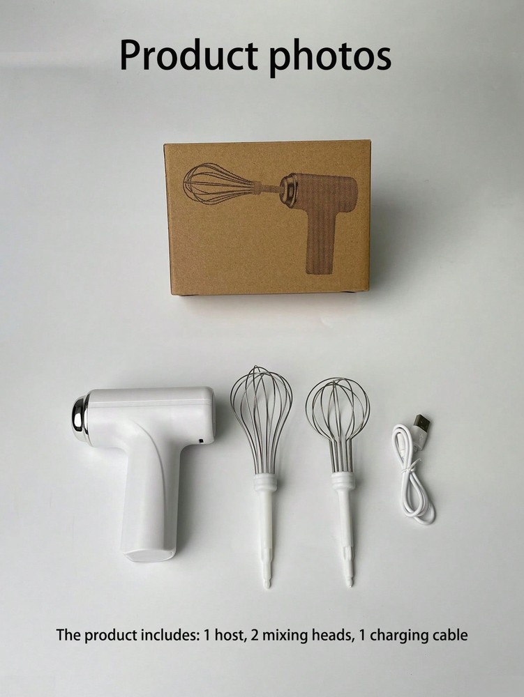 1pc Rechargeable Handheld Electric Egg Beater, Wireless Automatic Adjustable Gea