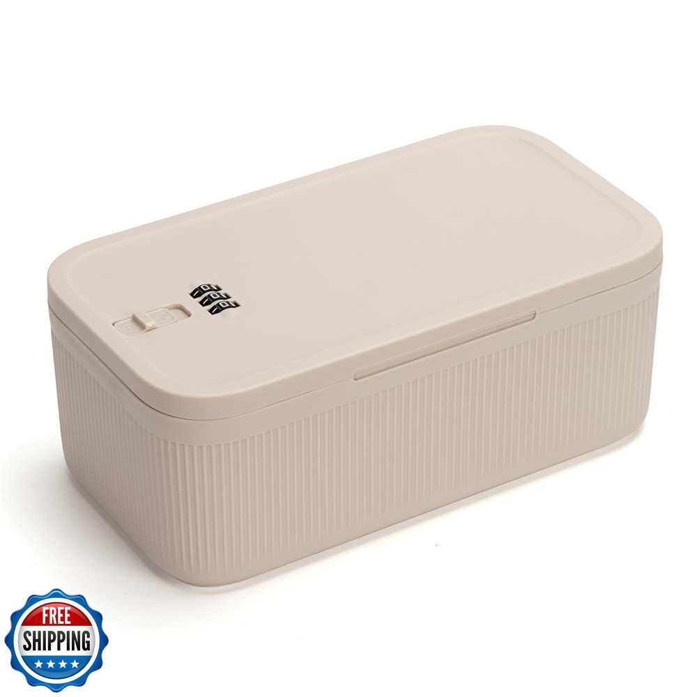 Huolacove Small Medication Lock Box with Combination Code, Lockable Storage B