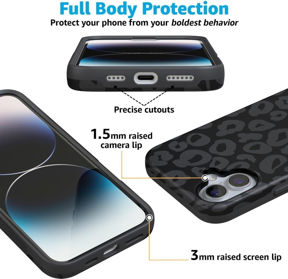 Casely iPhone 16 Case | Black Leopard | Bold Protective Case