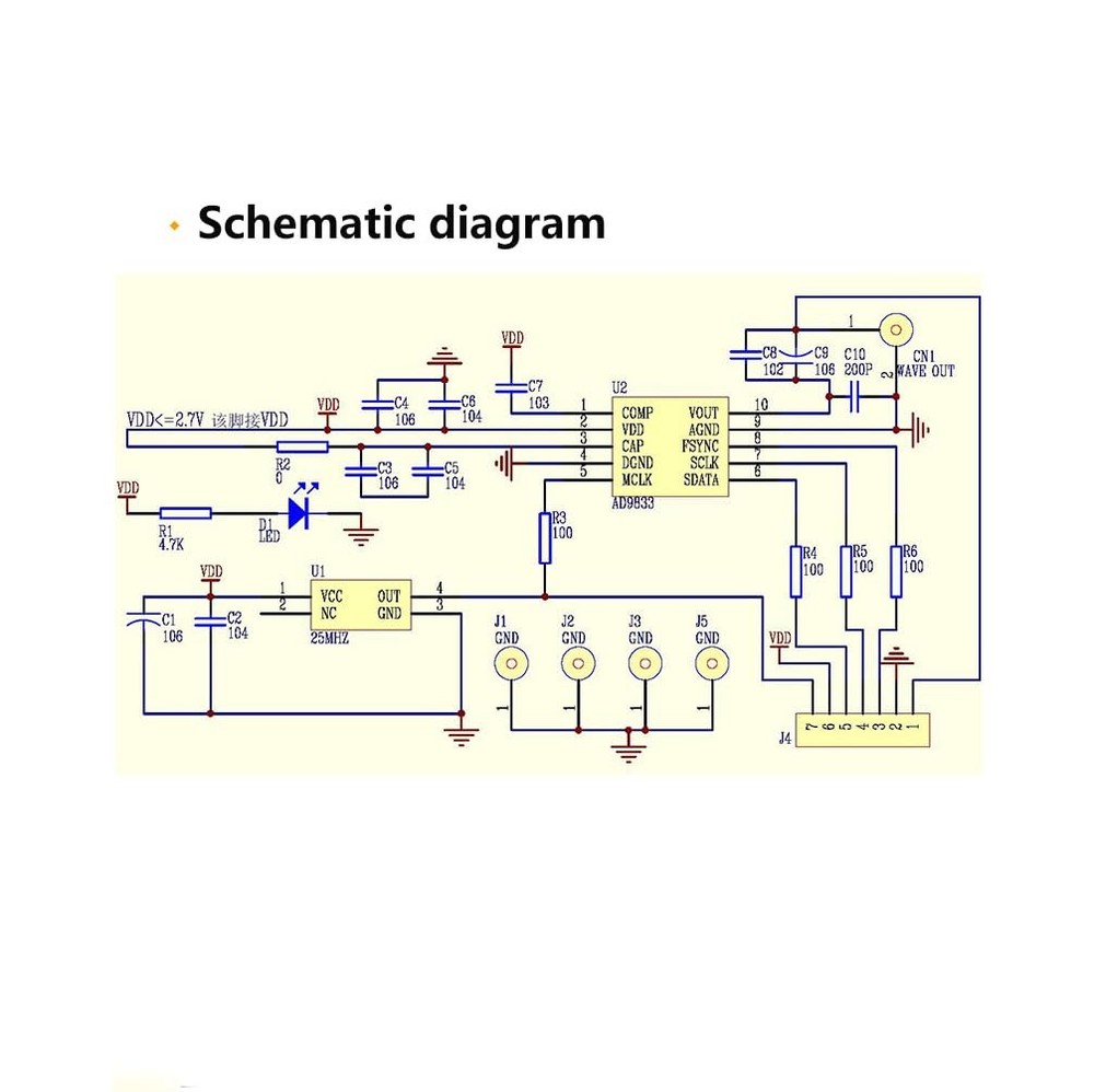 AD9833 Programmable Microprocessors Serial Interface Module GY-9833 Sine
