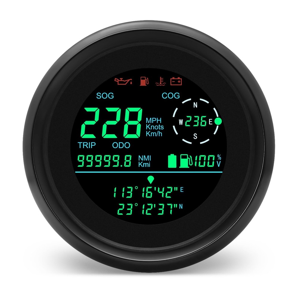 MH 85mm GPS Speedometer Fuel Gauge/Voltmeter, GPS Speedometer Switchable Unit...