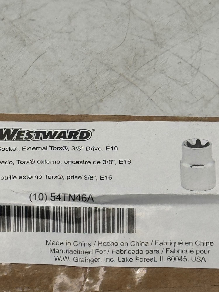 Westward Socket External Torx 3/8 Drive E16 54TN46A Tool Socket 10PK