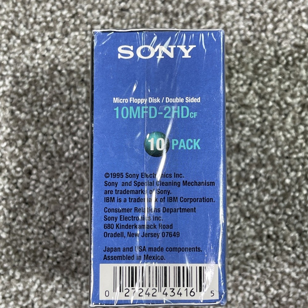 Sony IBM Formatted MFD 2HD Double Sided 3.5" Micro Floppy Disk 10 Pack NEW