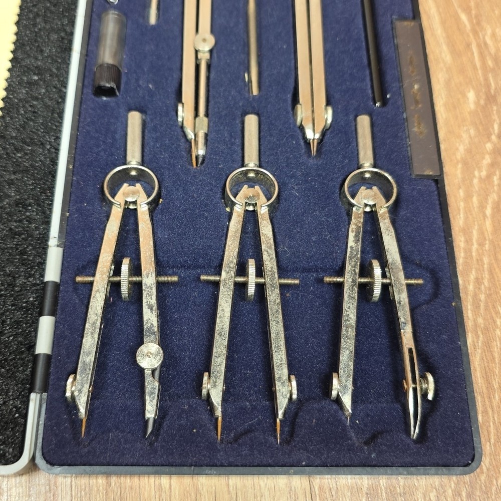 Vintage Compass Precision Instruments Drafting Set In Case #615 Made W Germany