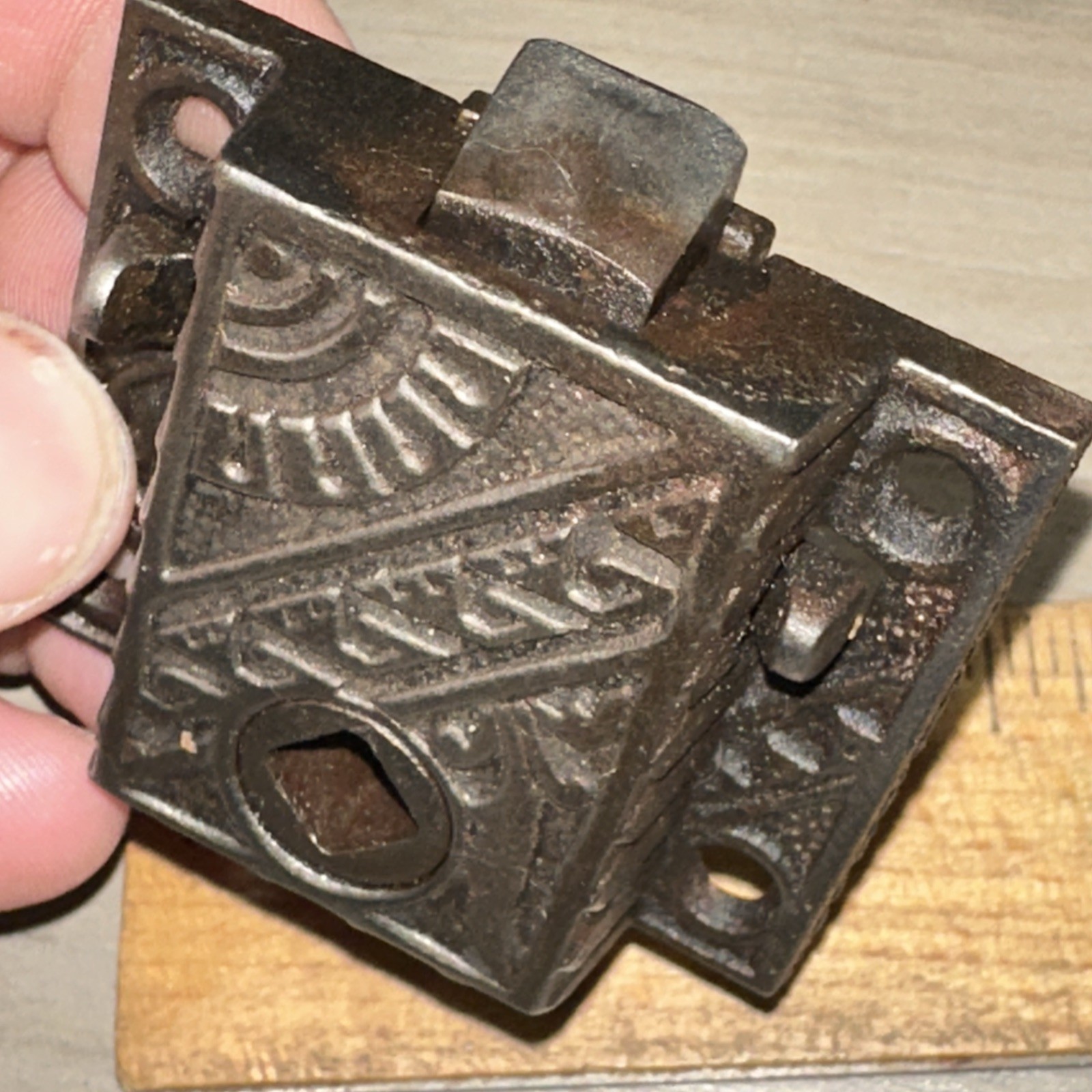 Antique Cast iron Eastlake Victorian Screen Door Latch Beautiful!!