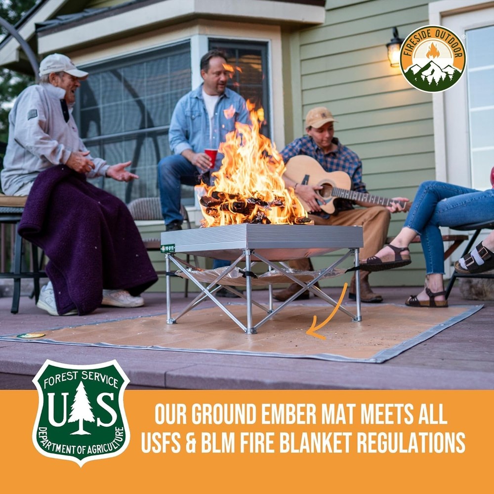 67"x60" Fire Pit Mat with Reflective Edging - Ultimate Outdoor Safety Solution