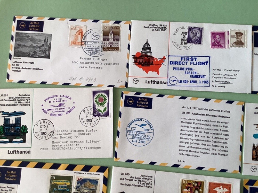 Airmail flight cover mixed world 9 items Ref A1480