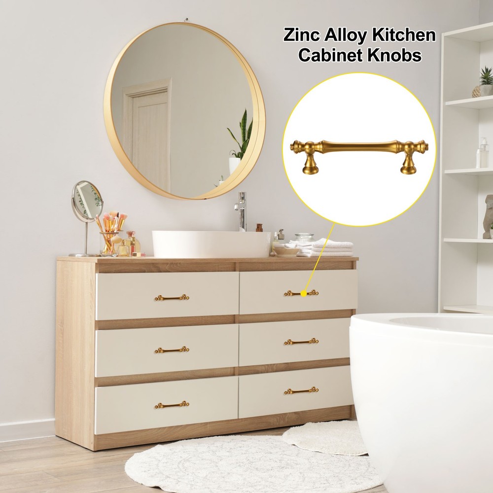 6Pack Kitchen Cabinet Handles, Drawer Pulls Champagne Copper