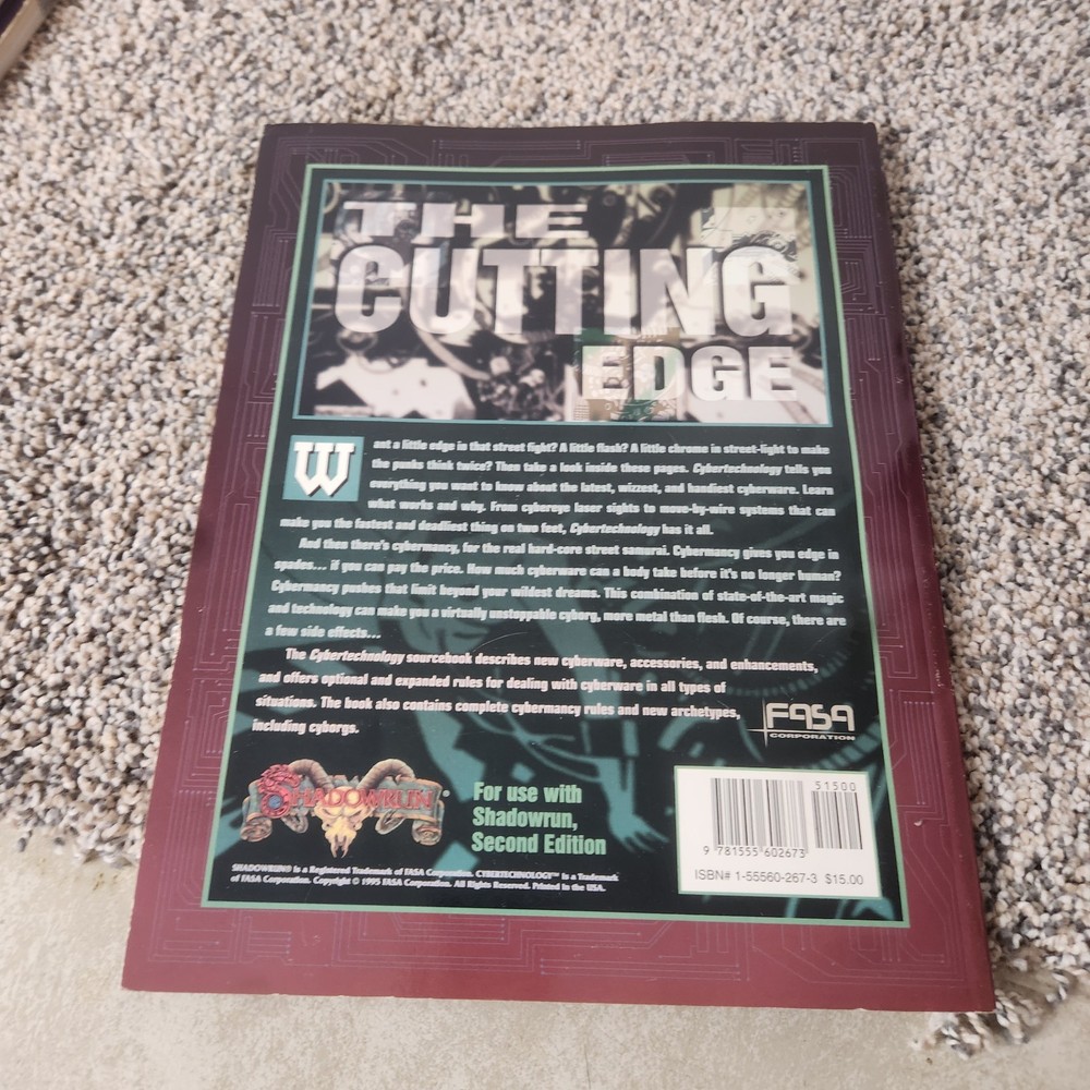 Cybertechnology A Shadowrun Sourcebook By Dowd, Tom FASA 7119 RPG