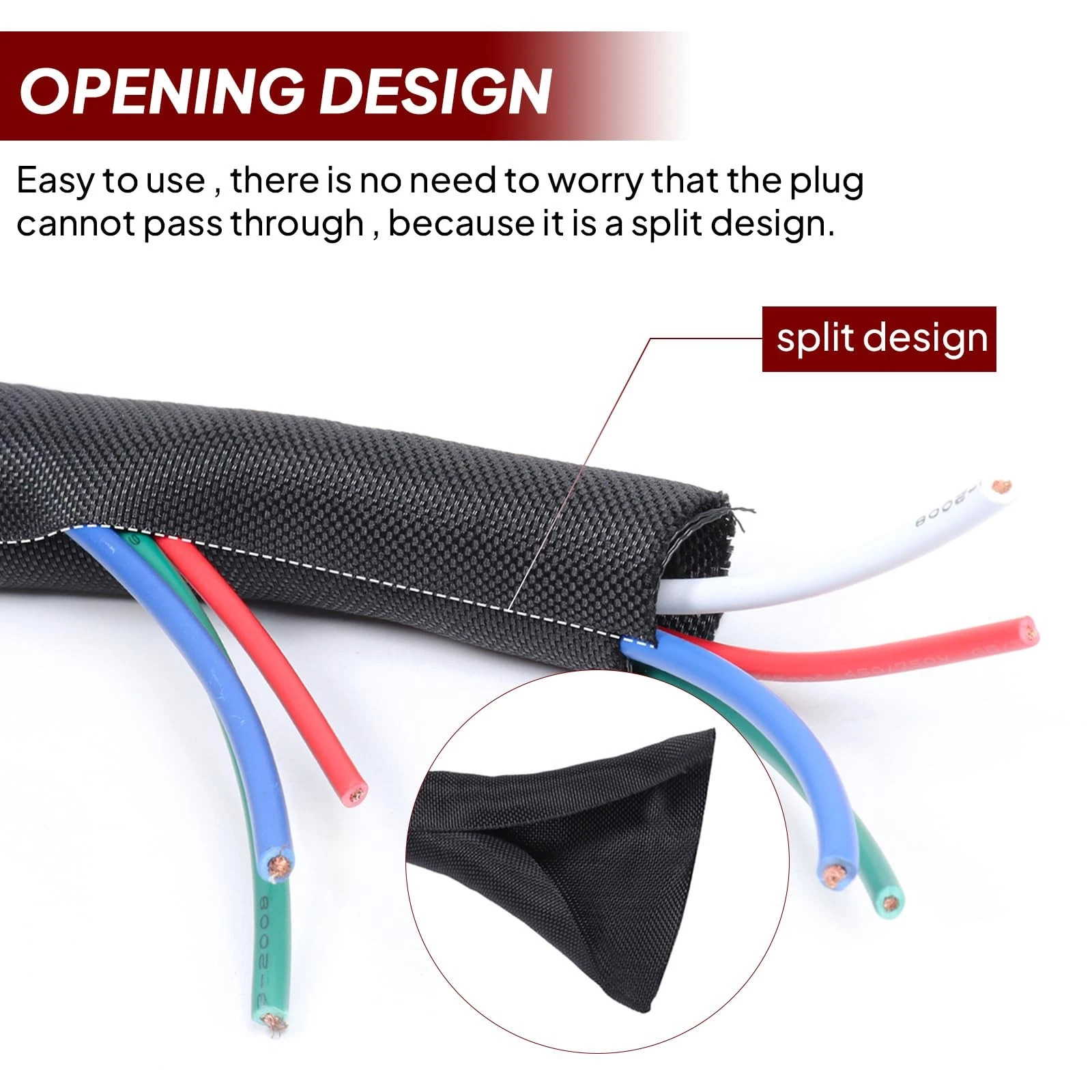 Black Split Wire Loom Braided Cable Sleeve Wires Harness Wrap Cord Protect US