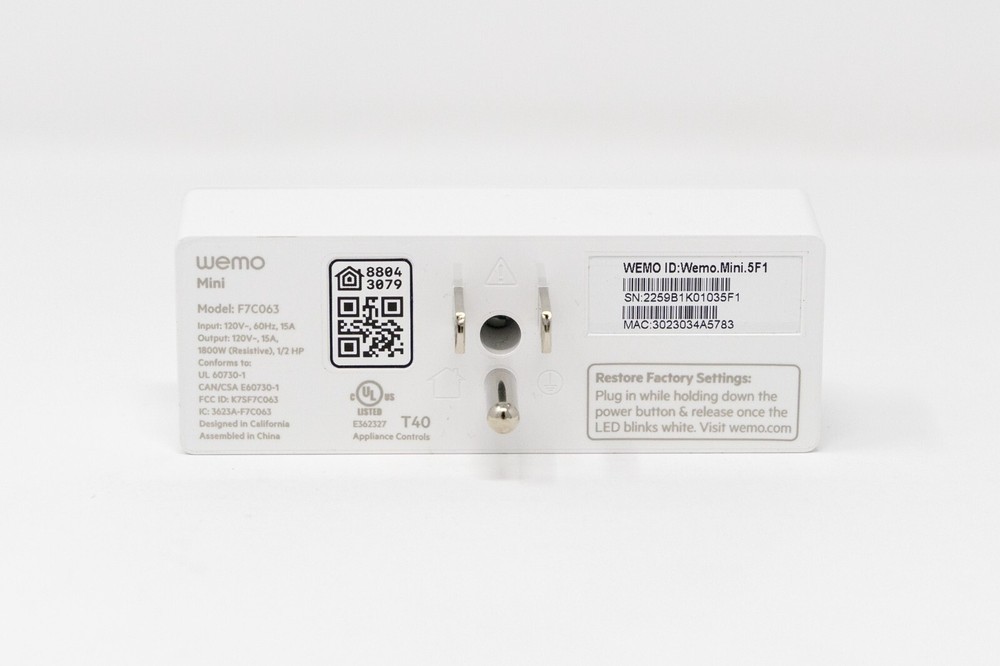 Belkin Wemo Mini Smart Plug (F7C063)