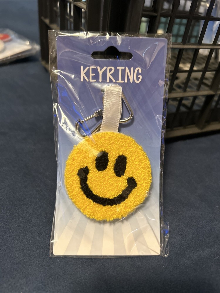 NWT Kalan Yellow Melting Smiley Face Keyring Keychain