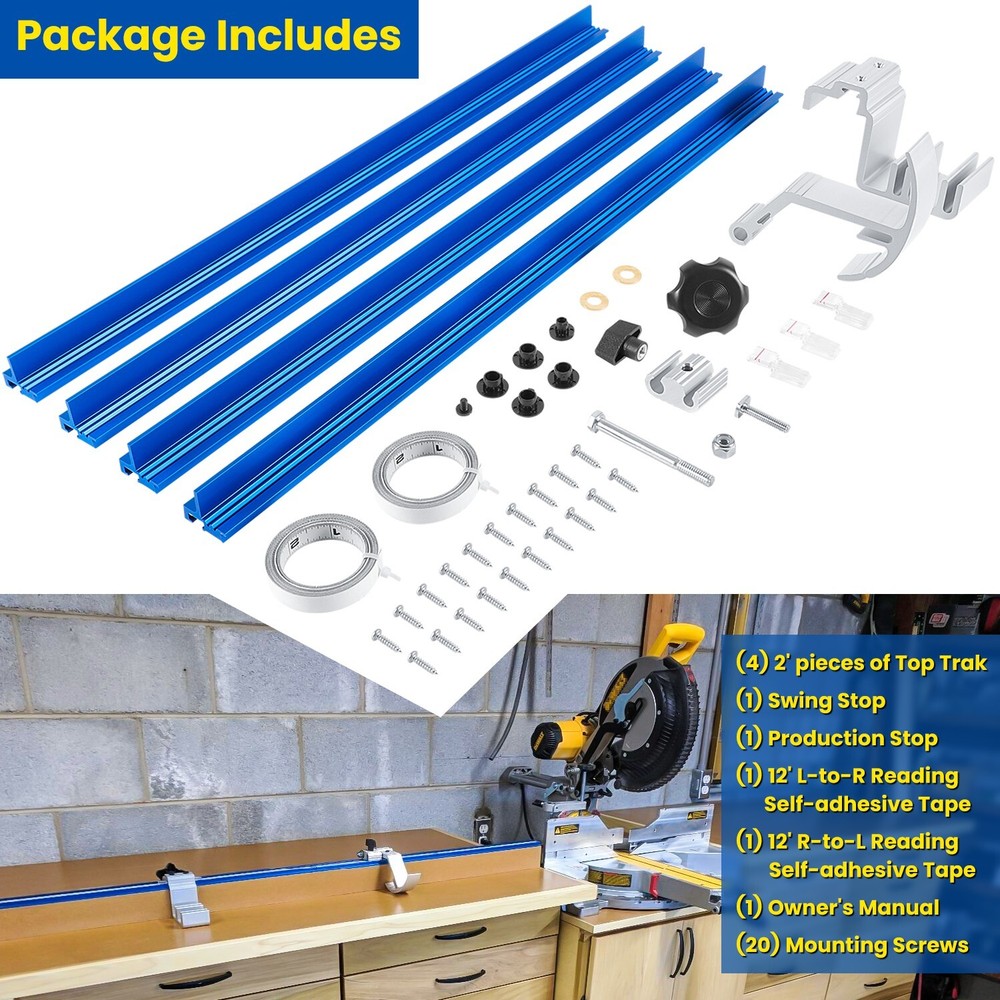 KMS8000 Precision Trak & Stops Kit Miter Saw Woodworking Guide Measuring System