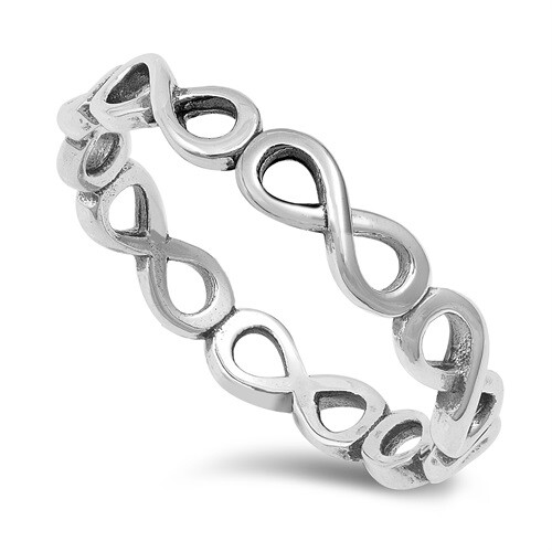Eternity Infinity Stackable Promise Ring 925 Sterling Silver Band NEW