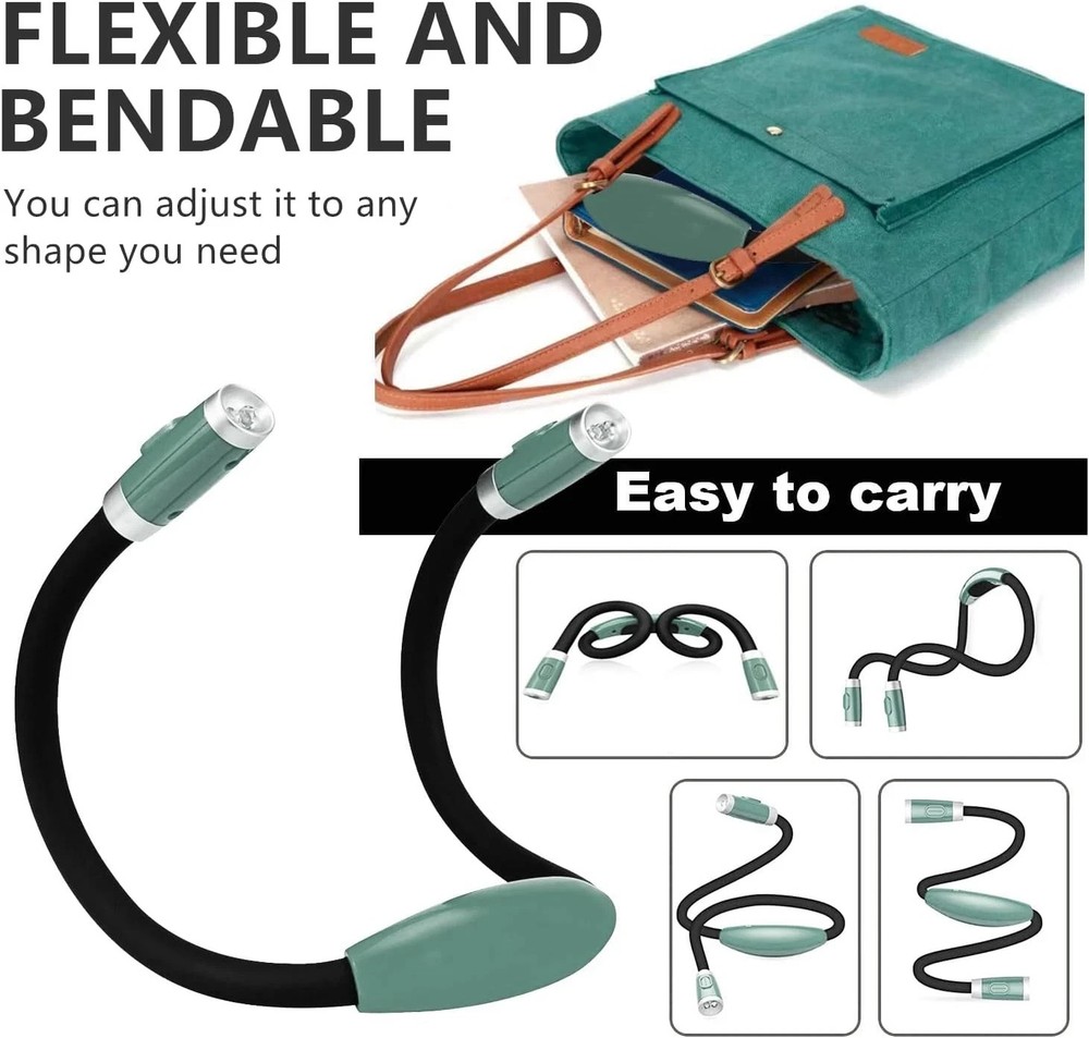 Rechargeable 4 LED Neck Reading Light Adjustable Brightness & Bendable Arms
