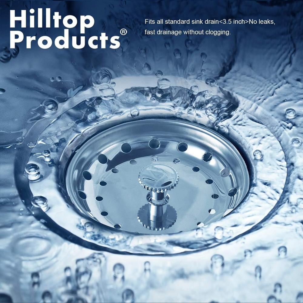 2 Pack - Kitchen Sink Strainer and Stopper Combo Basket Replacement for Standard