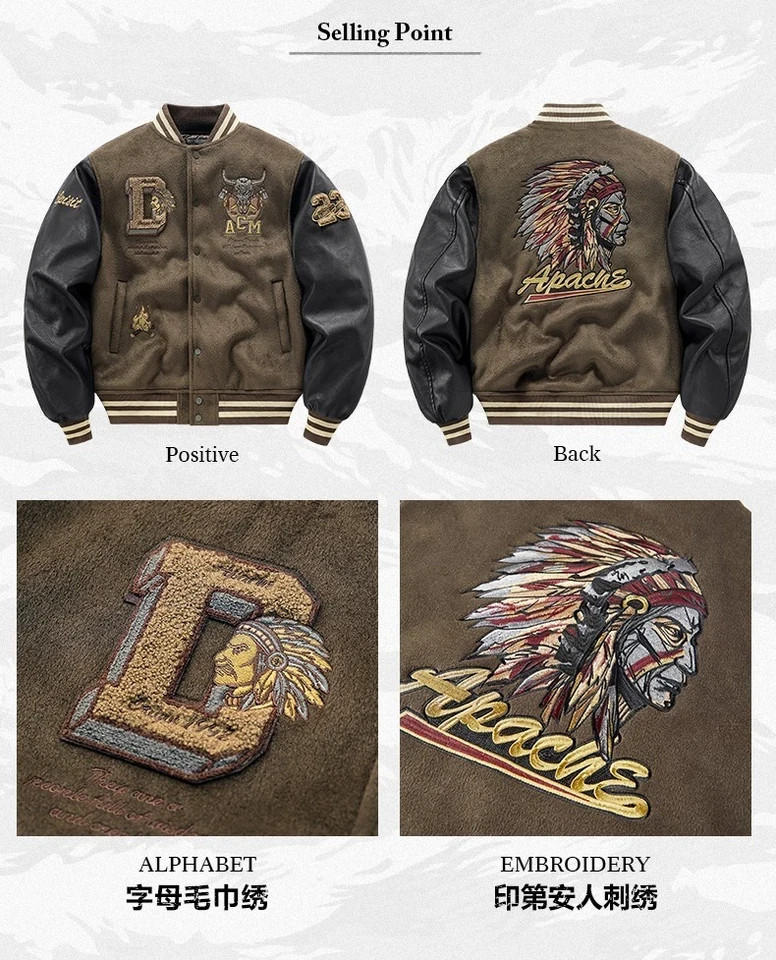 HOT Baseball Jacket Cotton Patchwork Wool Winter Thickened Embroidered Padded