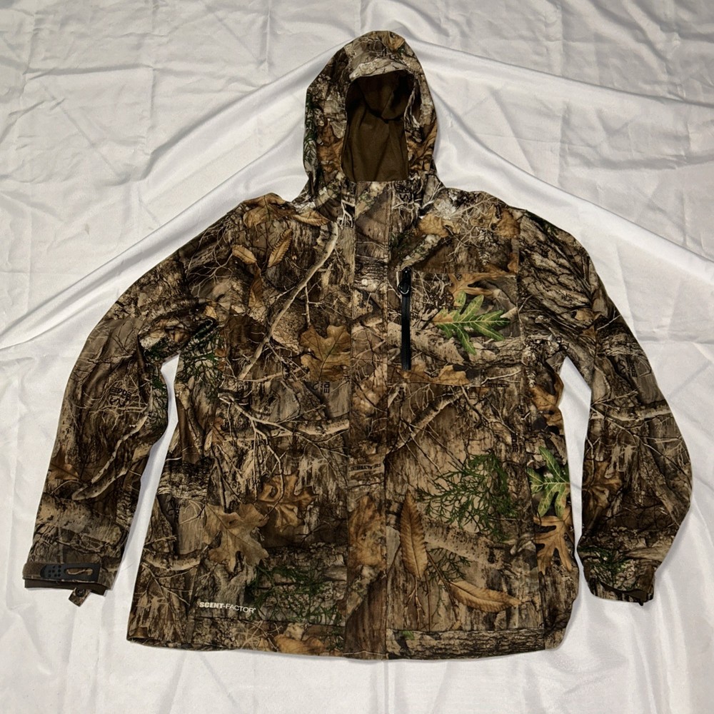 Real Tree Men’s Jacket Scent Factor Camo Size Medium Full Zip Pockets