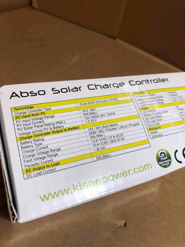 Kisae Technology 30A SCD1230 Solar Regulator Charge Controller DC12/24V LCD ~
