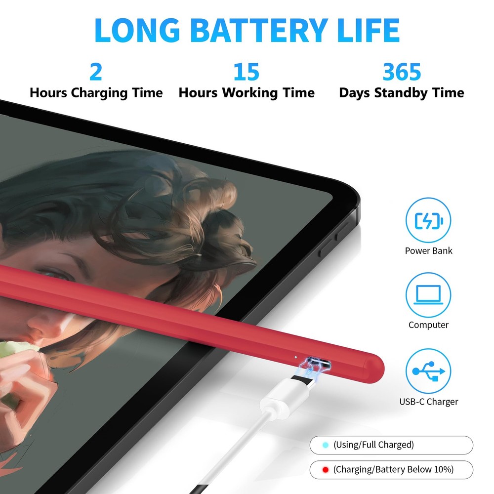 DRYMOKINI Stylus Pen for Touchscreen, Active Universal, Red