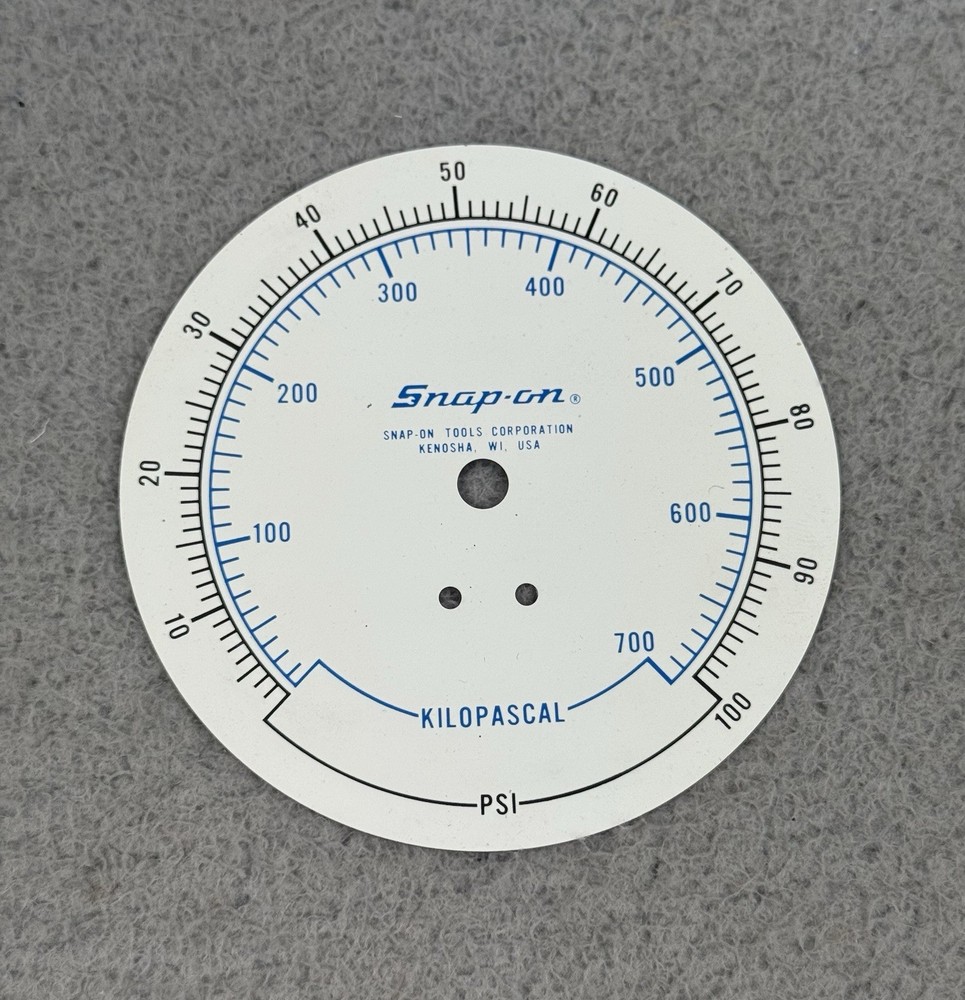Snap On 700PSI Kilopascal Compression Tester Gauge Face Replacement Part NOS