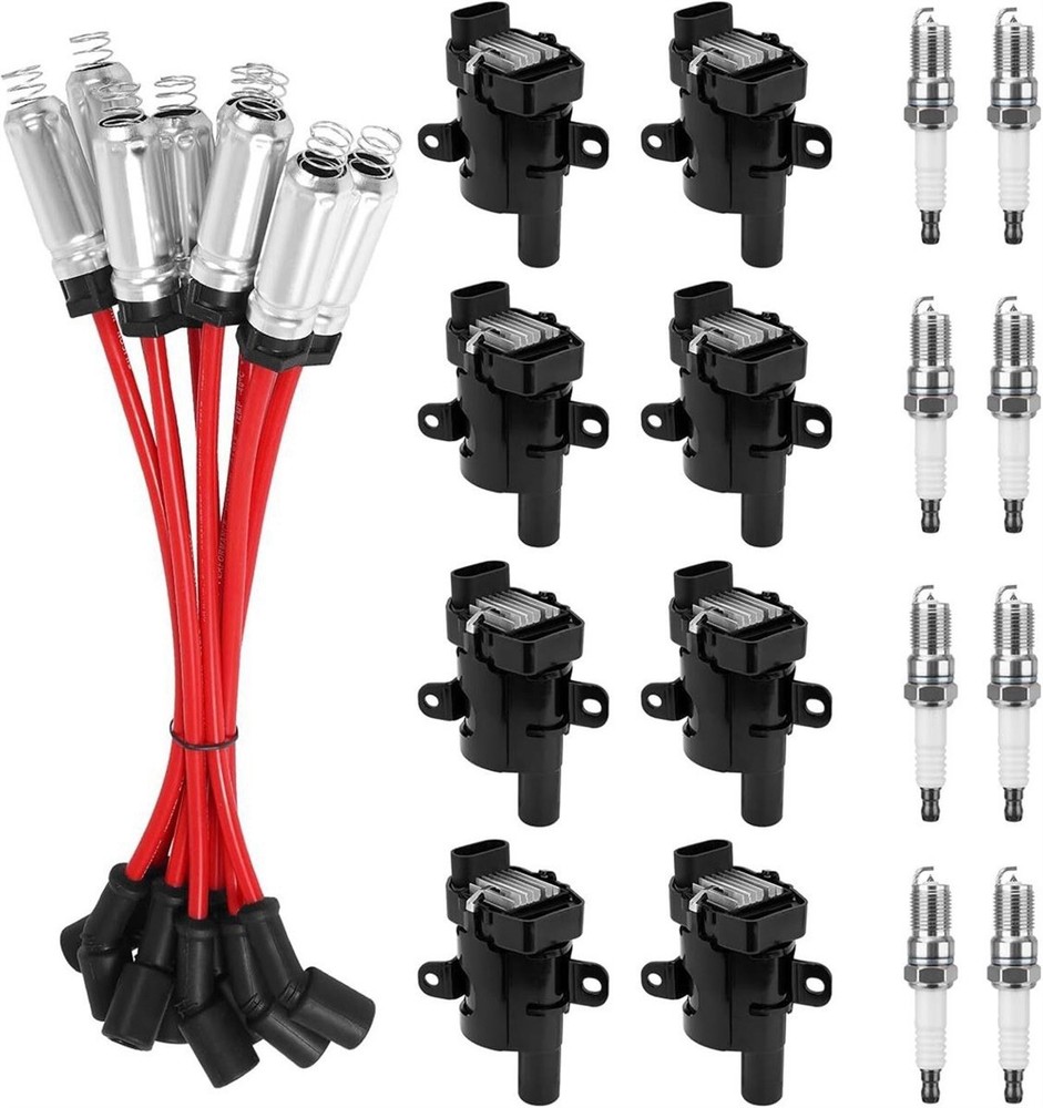 8Pcs Round Ignition Coils & Spark Plug Set