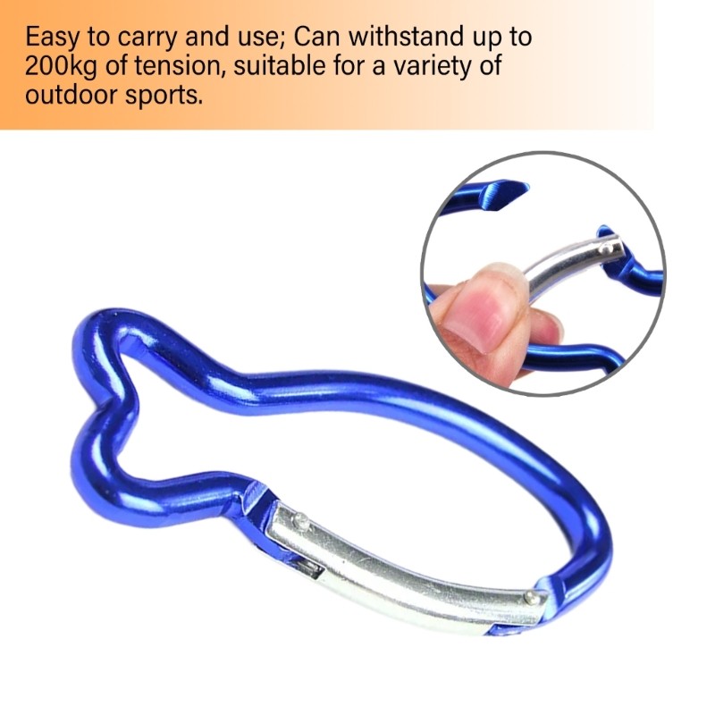 Carabiner Clip Fish Shape Climbing Buckle Quick Link Locking Spring Snap Hook