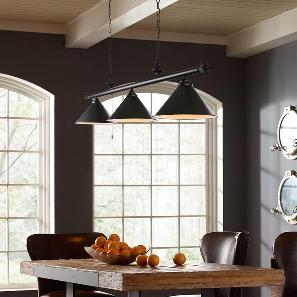 59In Billiard Pool Table Light with Pull Chain Switch on Pendant Light Fixture 3