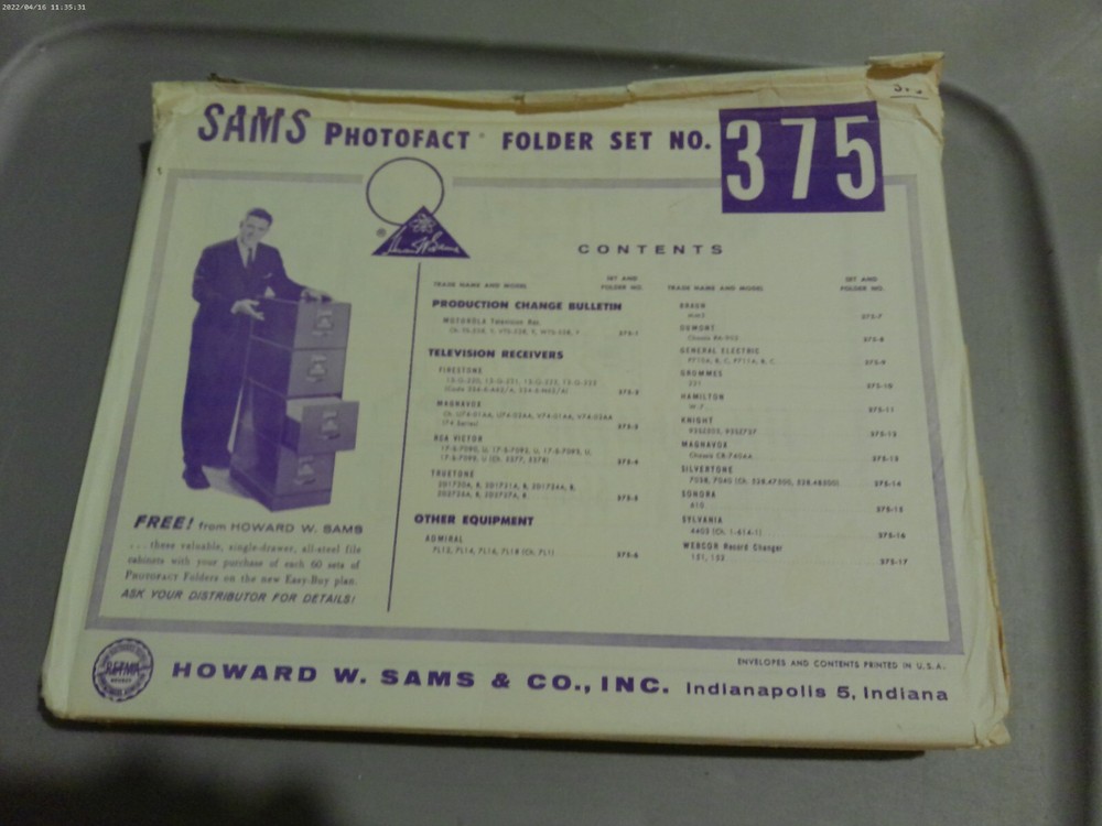 SAMS PHOTOFACT FOLDER SET NO.375