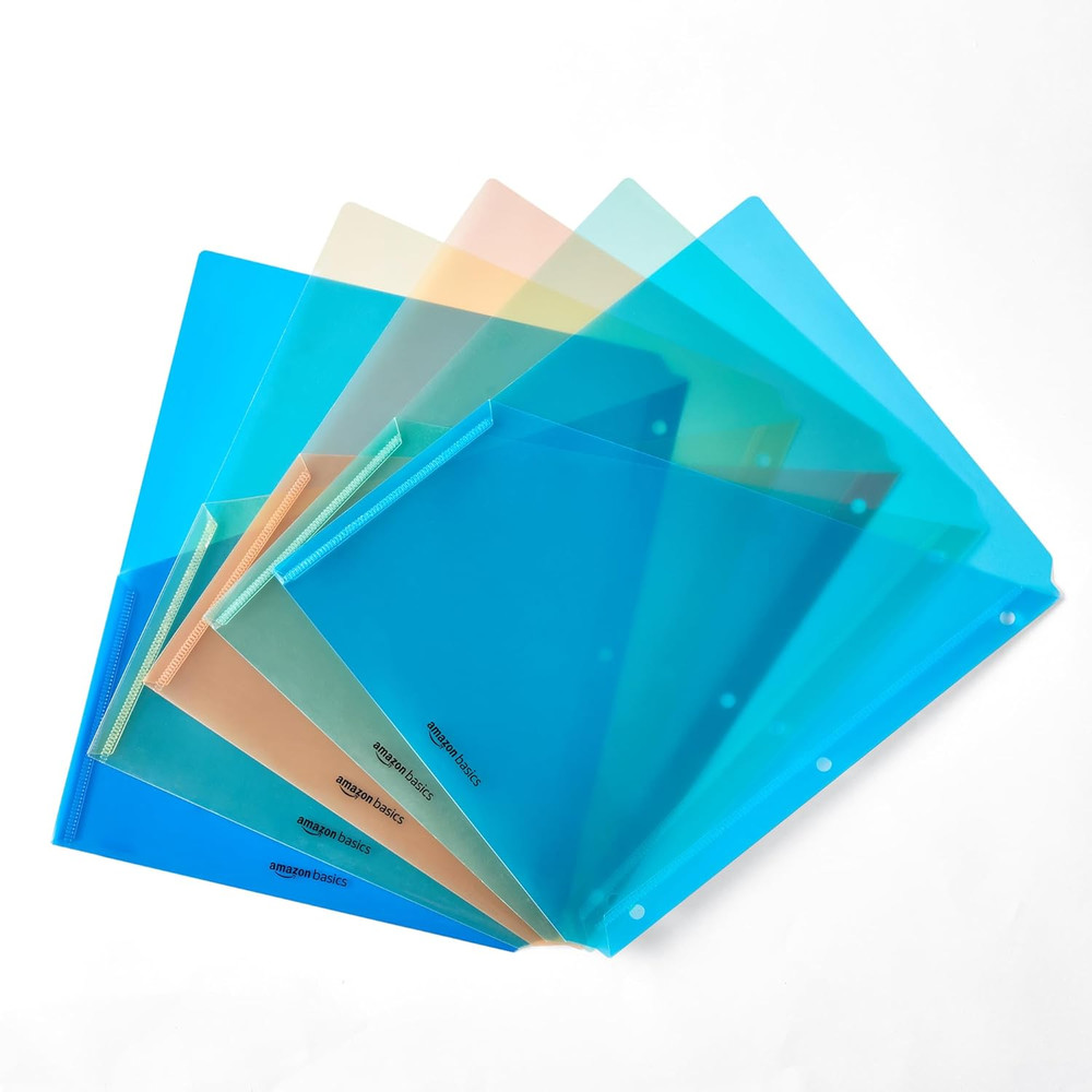 Binder Organizer, Plastic Document Folders, File Jacket, 3-Hole Punch, 9.3 X 11.