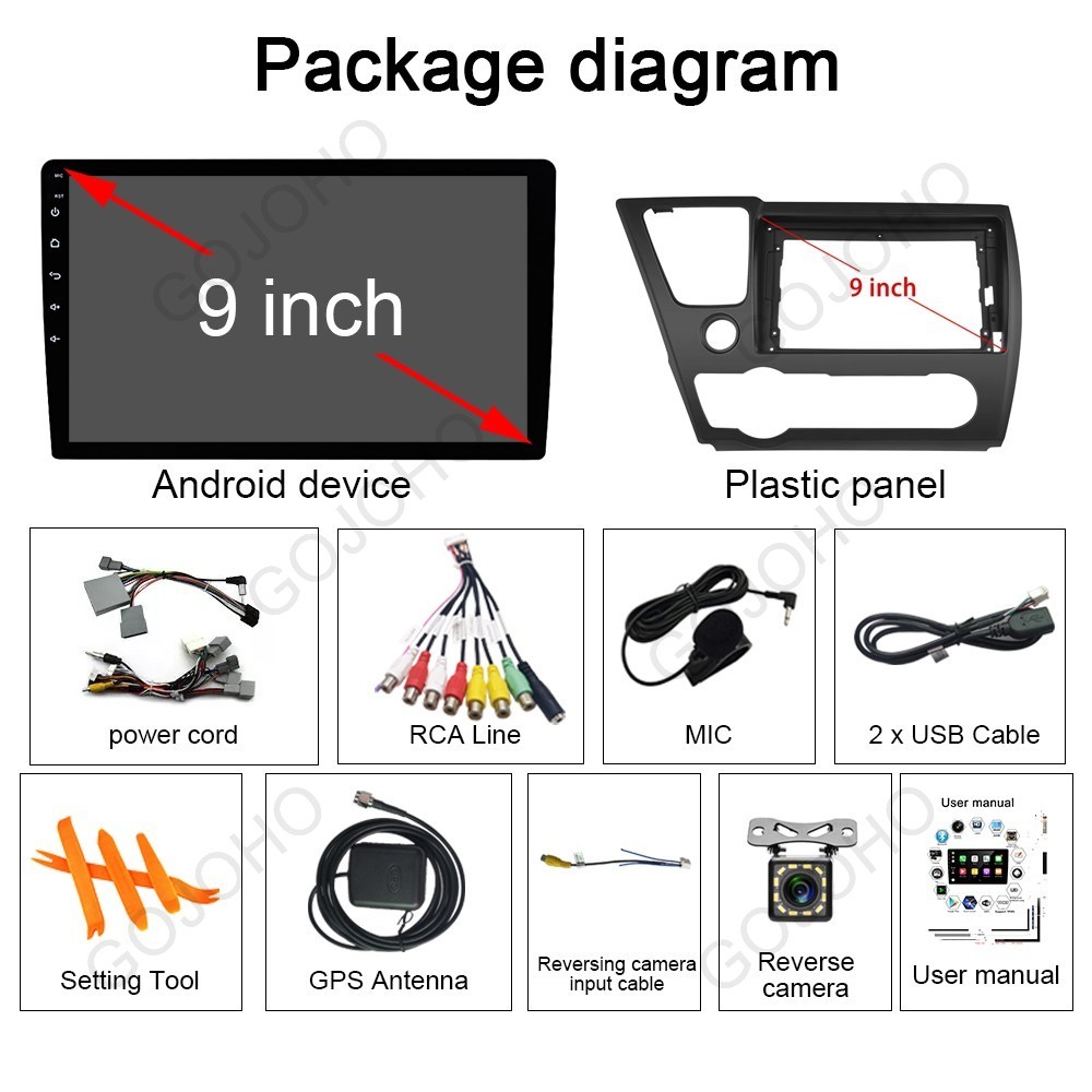 For Honda Civic 2013-2017 Android 13 Car Stereo Radio Wifi Navi GPS Carplay 64G