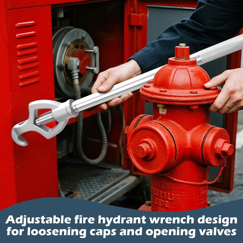 2PCS Professional Fire Hydrant Wrench, Adjustable Spanner Tool for 1-1/2" to 3"