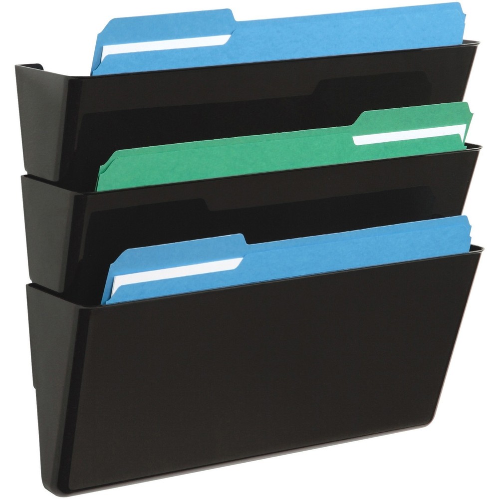 Deflecto 73604 Wall Docupocket 3 Pocket Black 7x13x4 in
