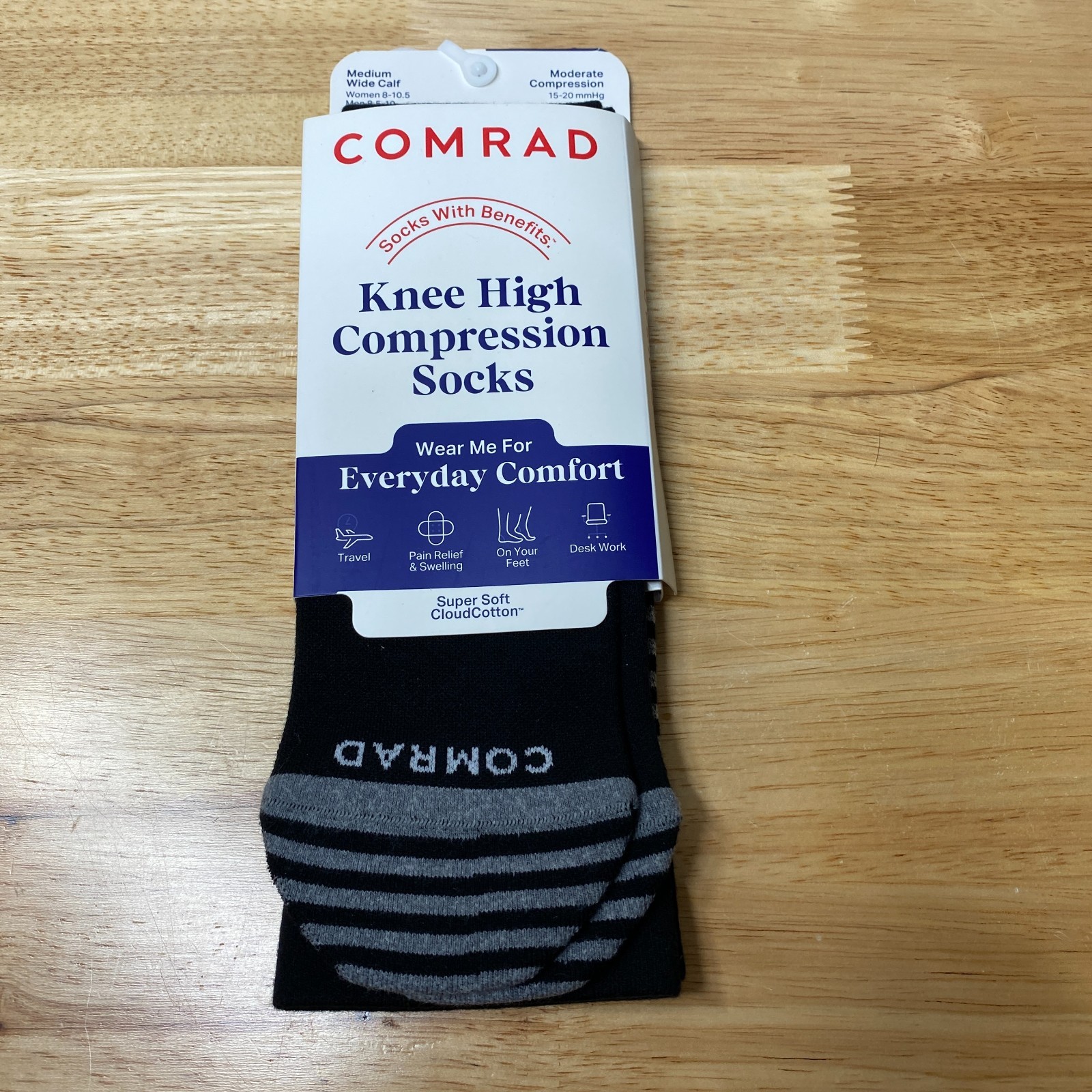 Comrad Knee High Compression Moderate 15-20 mmHg Socks Medium Wide Calf