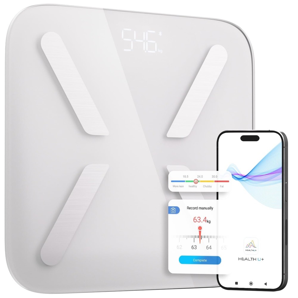 Digital Smart Bathroom Scale 440lb Bluetooth Weight & Body Fat Analyzer