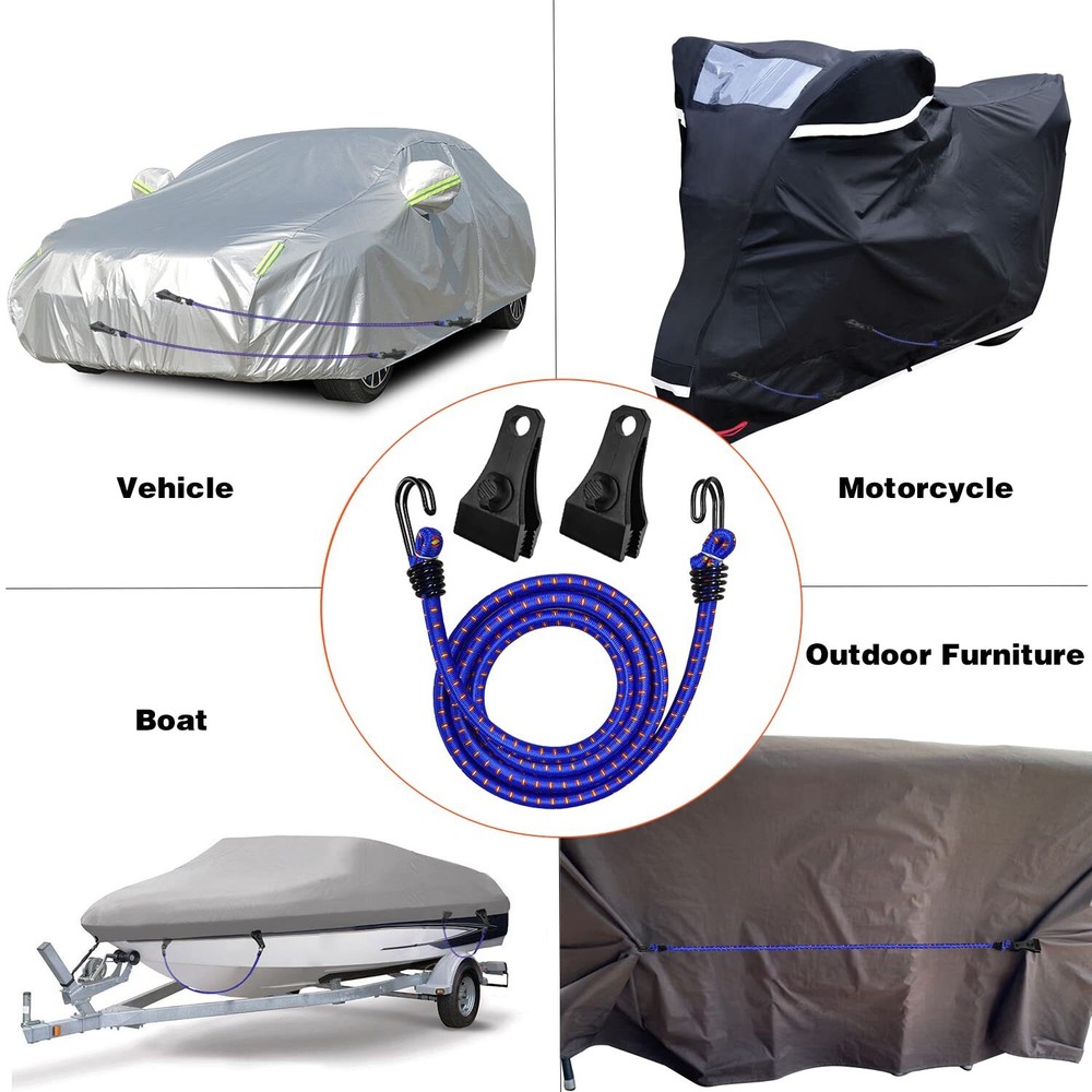 2 Pack Car Cover Gust Straps Wind Protector Adjustable Elastic Windproof Ropes