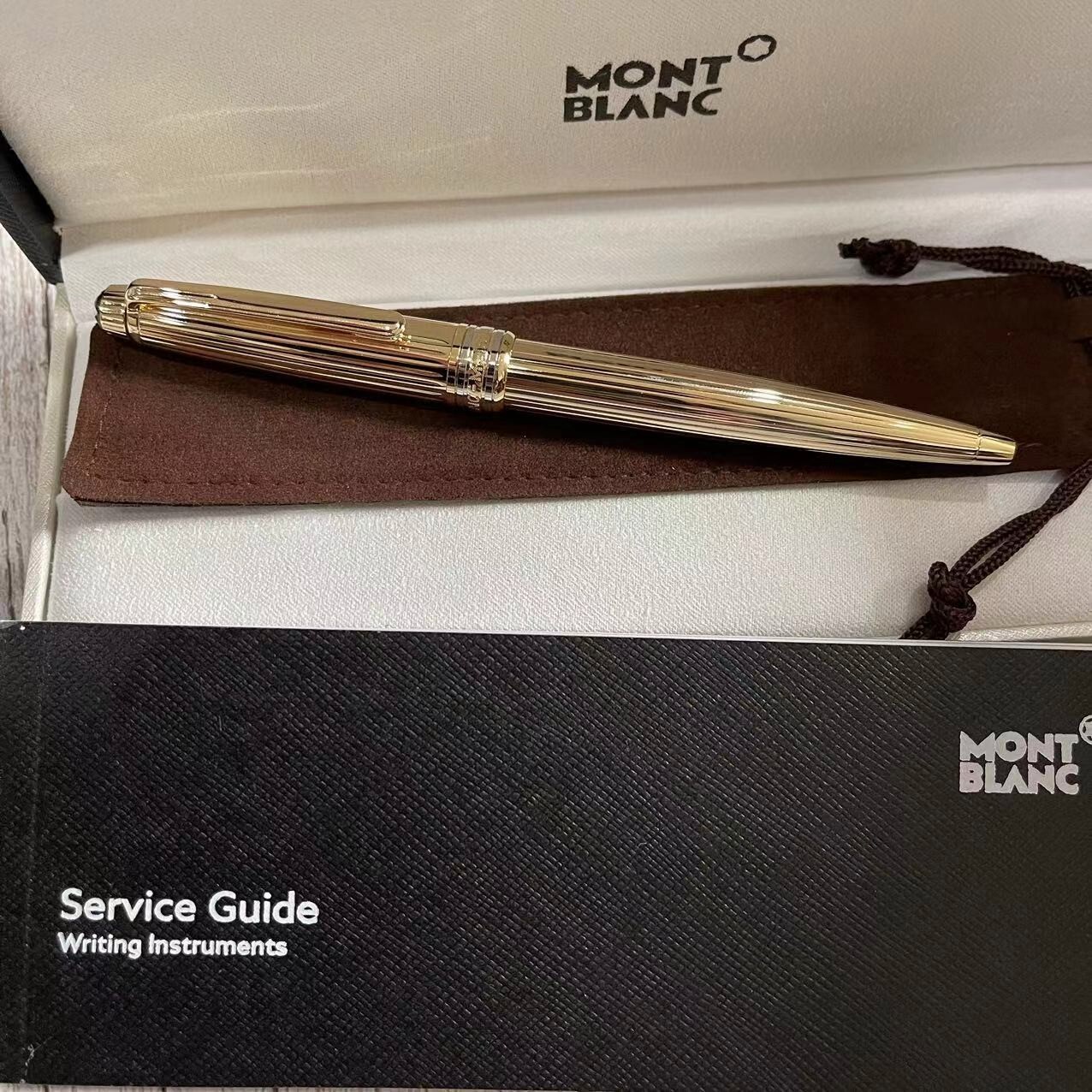 New Authentic Montblanc 2866 Meisterstuck Ballpoint Gold Star Pen 164P