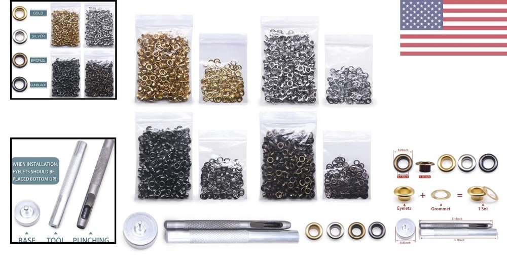 800 Sets Grommet Kit with Install Tool - 4 Colors - DIY Crafts Projects